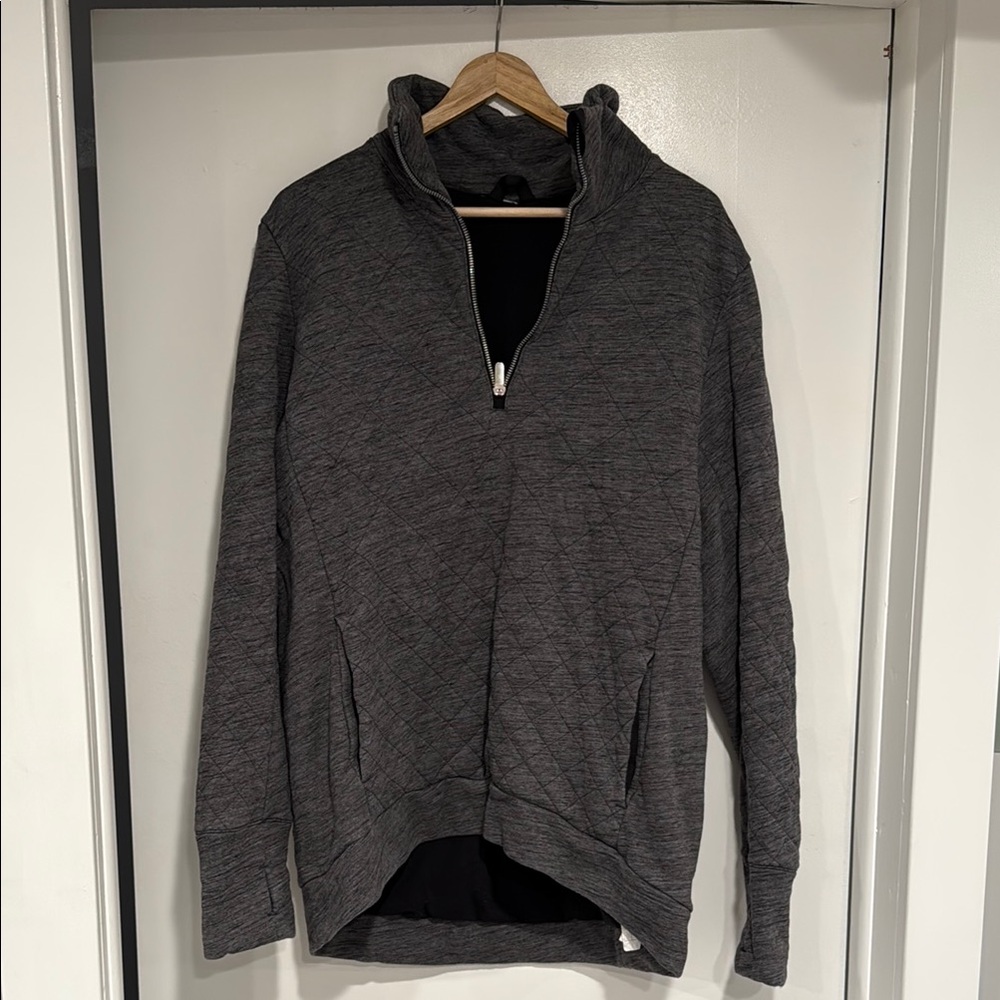 Women’s Forever Warm pullover. Dark Gray Half-Zip Quilted Sweatshirt